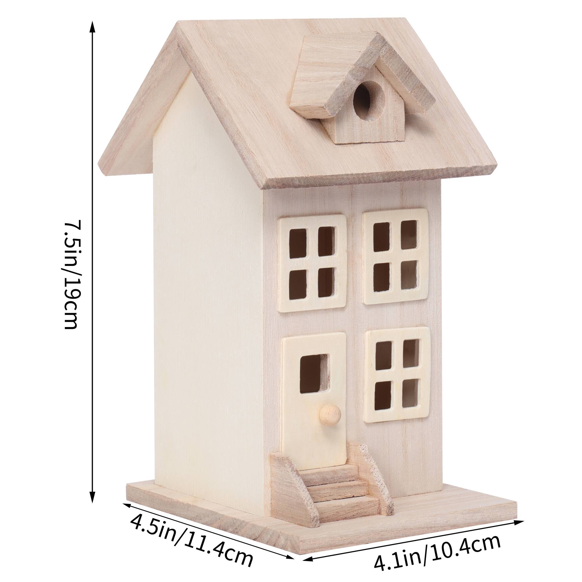 8 Pack: 7.5" Unfinished Wood Townhouse Birdhouse by Make Market®
